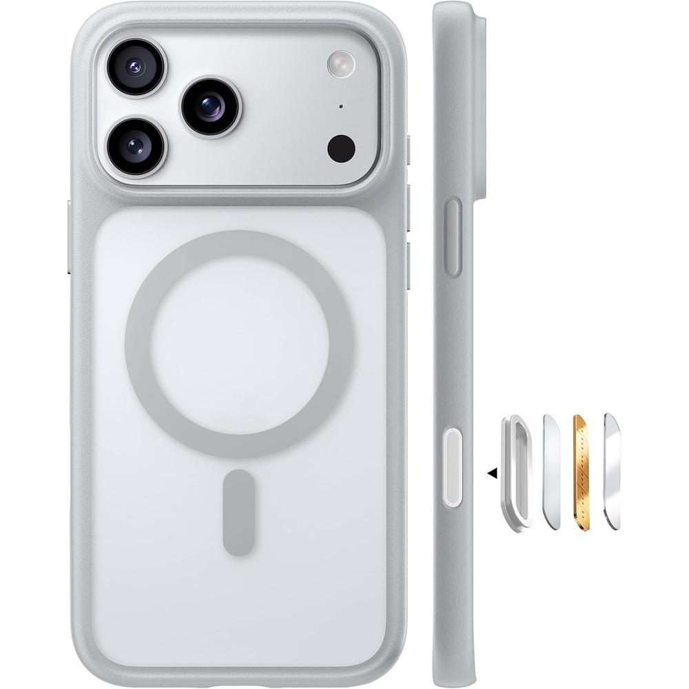 image:imageTORRAS Stronger Magnetic amp Shockproof for iPhone 17 Pro Max Case Fit for MagSafe MilGrade Drop Protection Camera Control DIY Button Slim for iPhone 17 Pro Max Phone Case Translucent Deep BlueSilver
