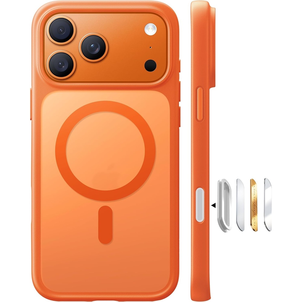 image:imageTORRAS Stronger Magnetic amp Shockproof for iPhone 17 Pro Max Case Fit for MagSafe MilGrade Drop Protection Camera Control DIY Button Slim for iPhone 17 Pro Max Phone Case Translucent Deep BlueCosmic Orange