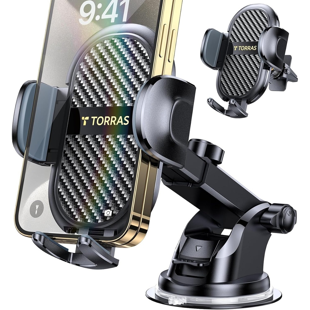 image:imageTORRAS Upgraded Cell Phone Holder for Car Thick Case amp Heavy Phone Friendly 3 in 1 Car Phone Holder Mount Dashboard Air Vent Windshield Fit for iPhone 15 14 13 12 11 Pro Max Samsung Galaxy Ultra