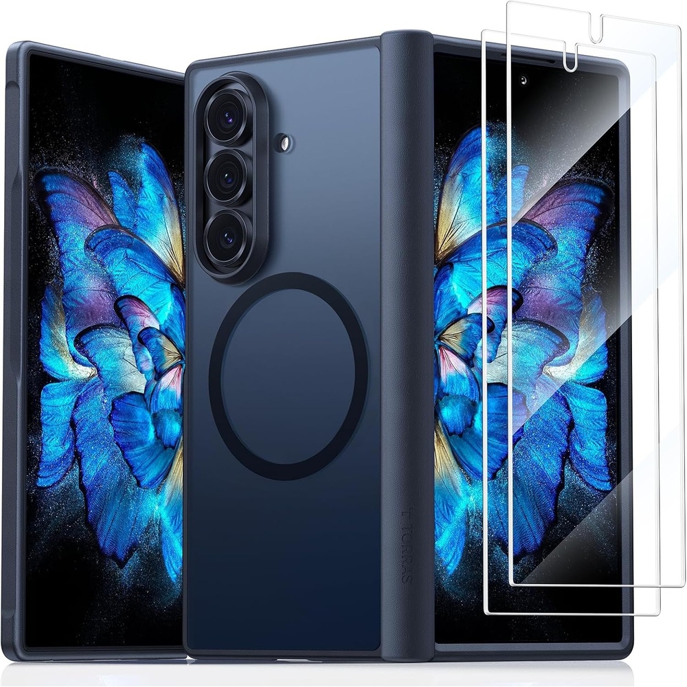 image:imageTORRAS Upgraded Magnetic Shockproof for Samsung Galaxy Z Fold 7 Case with Screen Protector Fit for MagSafe 4X Military Grade Hinge Protection Translucent Slim Case for Samsung Z Fold 7 BlackBlack
