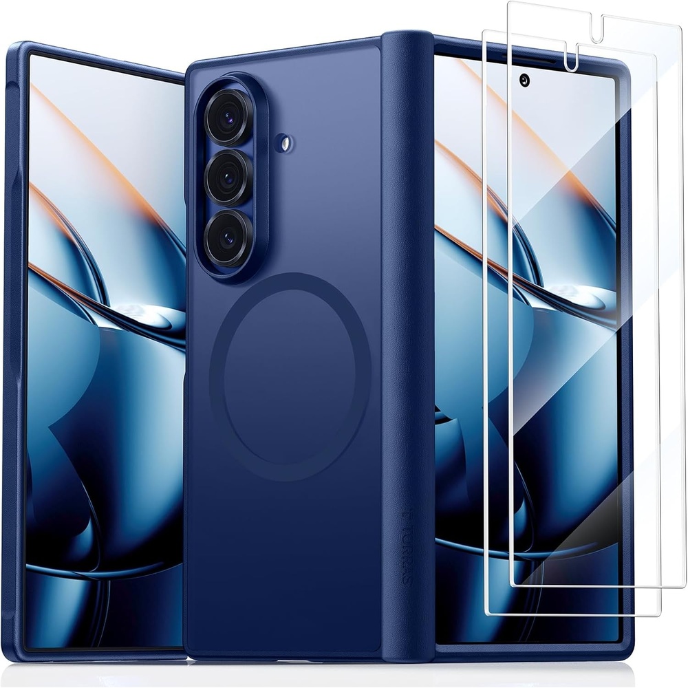 image:imageTORRAS Upgraded Magnetic Shockproof for Samsung Galaxy Z Fold 7 Case with Screen Protector Fit for MagSafe 4X Military Grade Hinge Protection Translucent Slim Case for Samsung Z Fold 7 BlackBlue