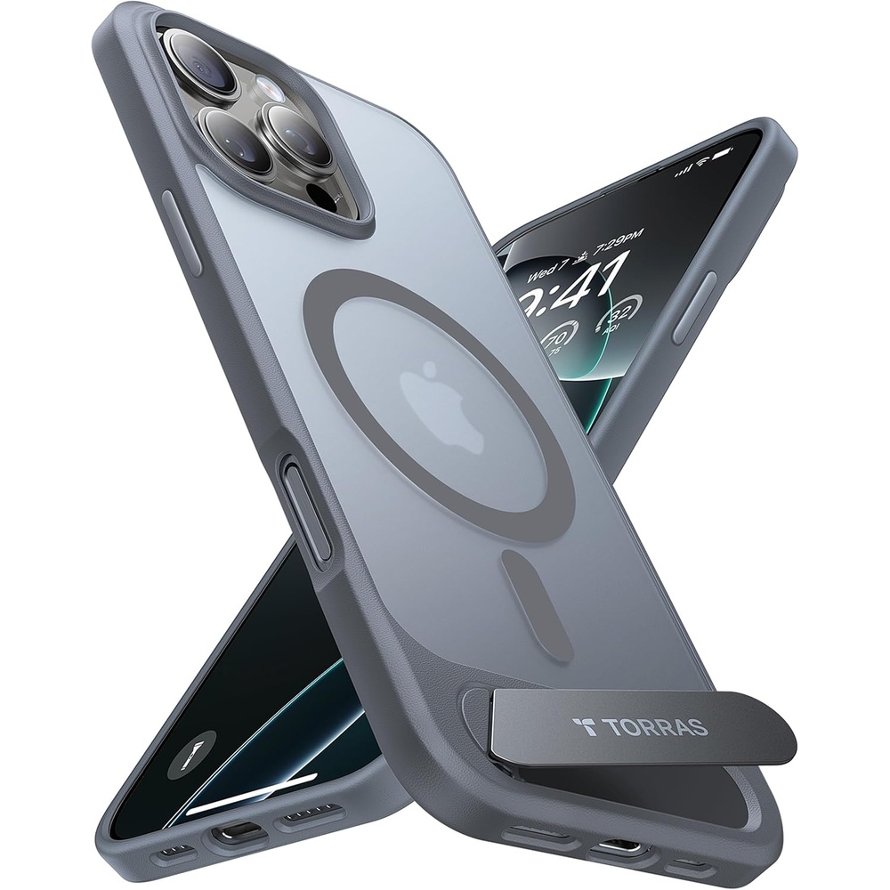 image:imageTORRAS Upgraded Magnetic amp Stand for iPhone 14 Pro Case Military Grade Drop Tested Compatible with MagSafe Slim Thin Light Frosted Case for iPhone 14 Pro Phone Case Professional 61 BlackGray