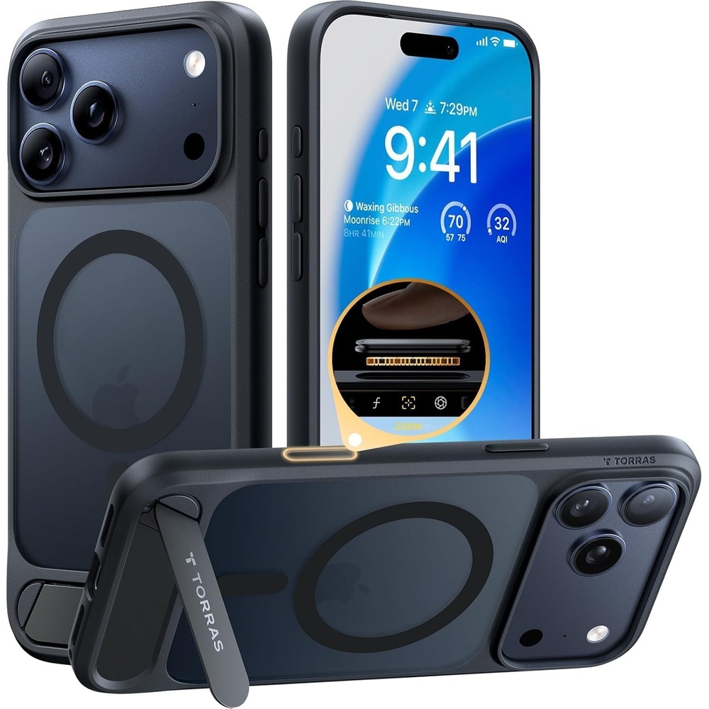 image:imageTORRAS Upgraded Magnetic amp Stand for iPhone 14 Pro Case Military Grade Drop Tested Compatible with MagSafe Slim Thin Light Frosted Case for iPhone 14 Pro Phone Case Professional 61 BlackBlack17 Pro