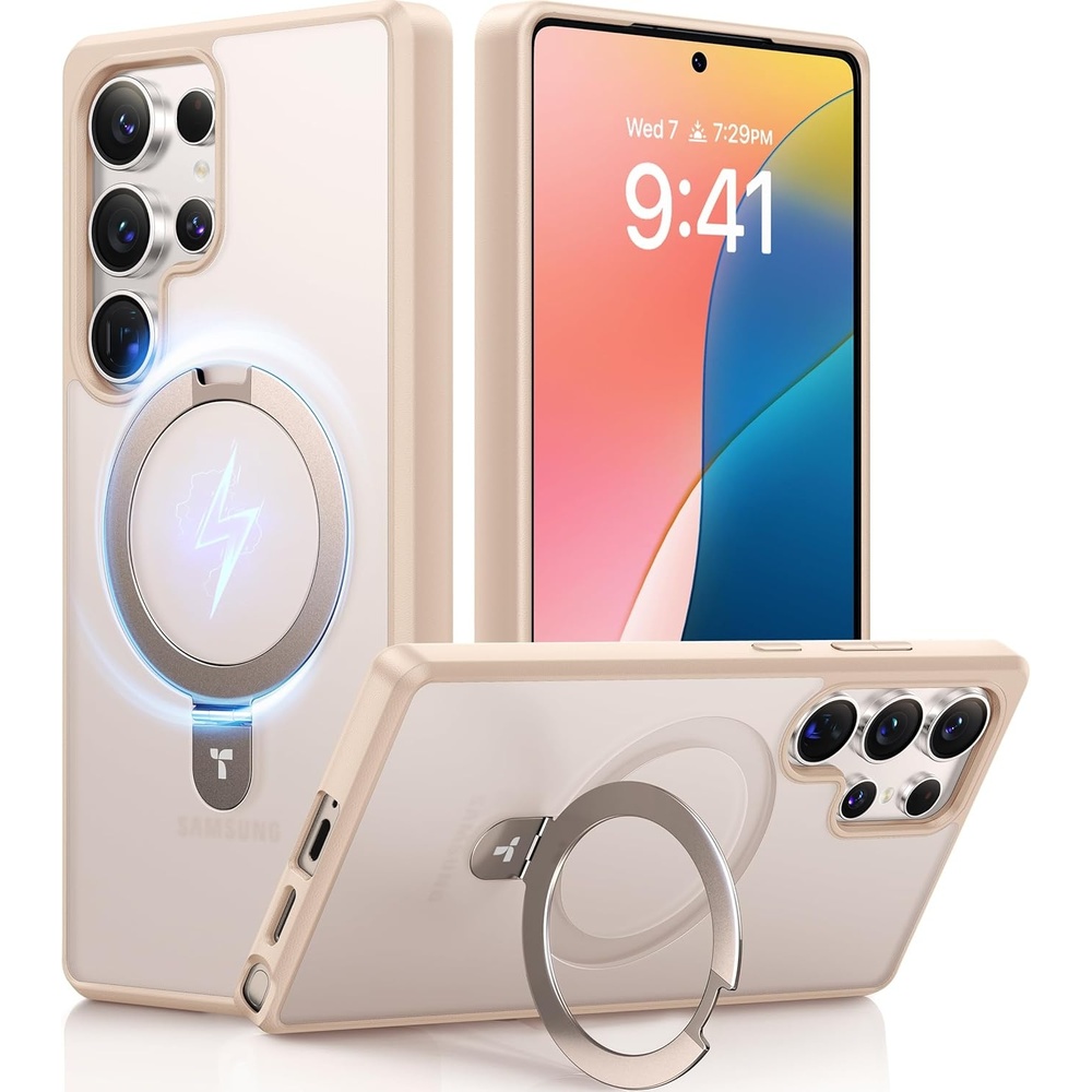 image:imageTORRAS for S25 Ultra Case 4X Military Grade Drop Tested Build in Stand Fit for Magsafe Shockproof Slim Protective for Samsung Galaxy S25 Ultra Case ClearApricot