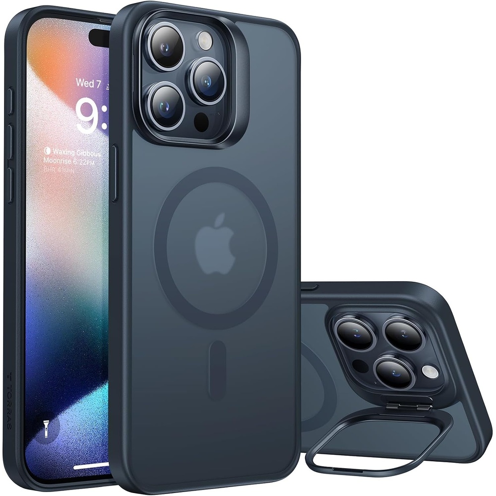 image:imageTORRAS for iPhone 15 Pro Case Magnetic Shockproof 16FT Military ProtectionCompatible with MagSafe Stash Lens Stand Translucent AntiScratch Protective Slim Case for iPhone 15 Pro Black