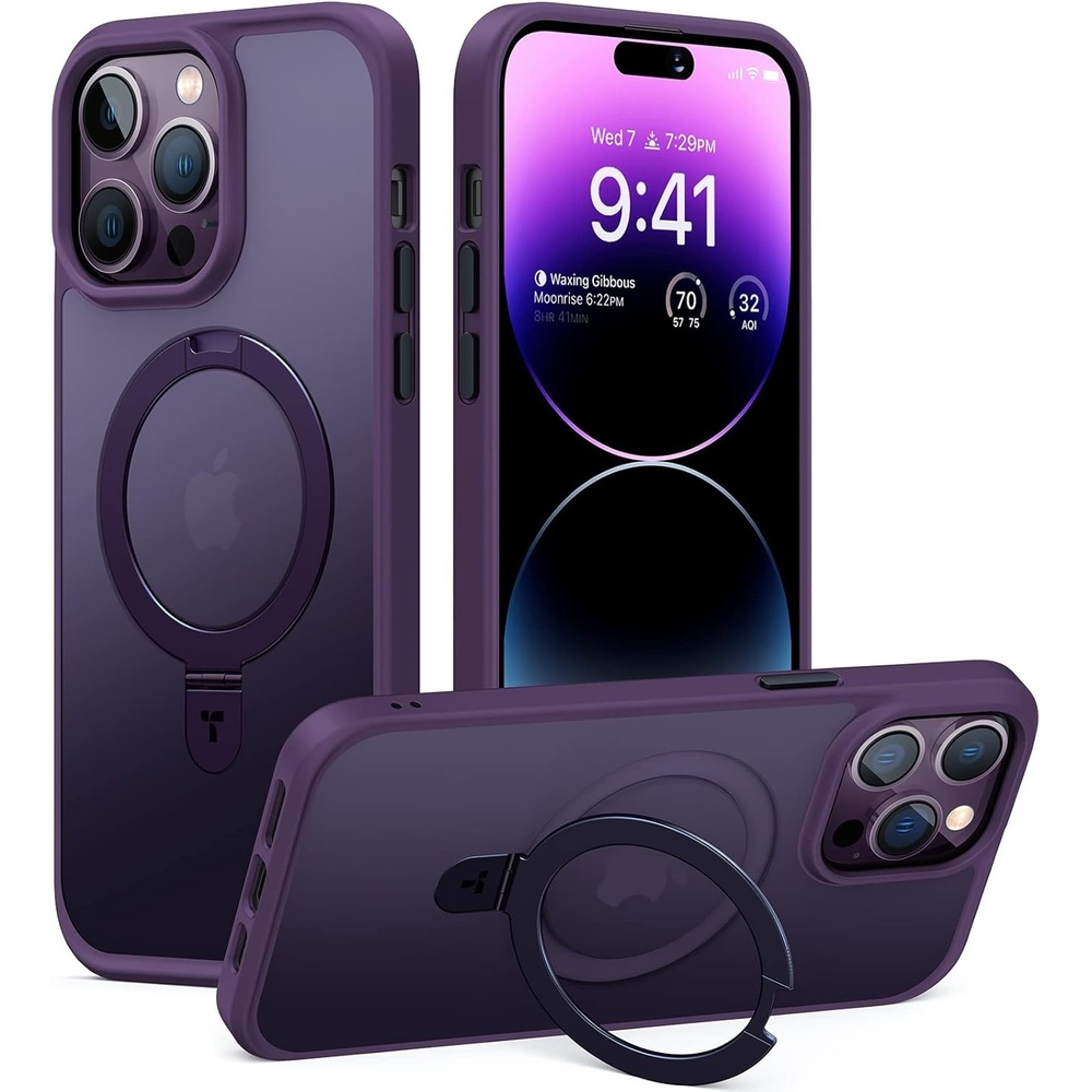 image:imageTORRAS for iPhone 16 Pro Max Case Clear with Stand Fit for MagSafeShockproof Military Grade Protection Slim Magnetic Phone Case for iPhone 16 Pro Max 69 2024 ClearPurple