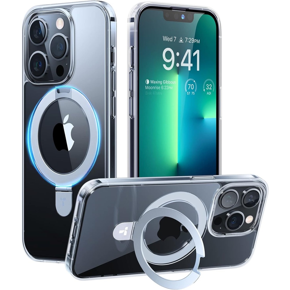 image:imageTORRAS for iPhone 16 Pro Max Case Clear with Stand Fit for MagSafeShockproof Military Grade Protection Slim Magnetic Phone Case for iPhone 16 Pro Max 69 2024 ClearCrystal Clear