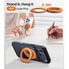 TORRAS 2025 Flagship Magnetic Phone Grip Ring Holder Kickstand [2-Sided Magnetic] [360 Rotation] Fit for MagSafe Accessories for iPhone 17 16 15 14 13 12 11 Samsung, Google, Black(Orange)
