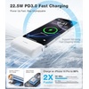 TORRAS 2-in-1 iPhone 16 Portable Charger, 5,000mAh 22.5W Mini Power Bank with Built-in USB-C Cable, Fast Charge Battery Pack, Travel Essential for iPhone 17/16/15, Galaxy S25, Google – Desert Titanium(Arctic White)