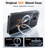 TORRAS 360 Spin Magnetic Stand for iPhone 16 Pro Case, 6.3″, Compatible with MagSafe, Mil-Grade Protective Hard PC Soft Edge Case for iPhone 16 Pro, Built-in Kickstand & Ring Holder, Clear 2024(Clear)