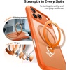 TORRAS 360 Spin Magnetic Stand for iPhone 16 Pro Case, 6.3″, Compatible with MagSafe, Mil-Grade Protective Hard PC Soft Edge Case for iPhone 16 Pro, Built-in Kickstand & Ring Holder, Clear 2024(Cosmic Orange)