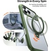 TORRAS 360 Spin Magnetic Stand for iPhone 16 Pro Case, 6.3″, Compatible with MagSafe, Mil-Grade Protective Hard PC Soft Edge Case for iPhone 16 Pro, Built-in Kickstand & Ring Holder, Clear 2024(Green)