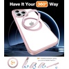 TORRAS 360°Rotatable Magnetic Ring Designed for iPhone 15 Pro Max Case, Compatible with MagSafe with Stand & Ring Holder, Military Grade Shockproof Translucent Back Phone Case Ostand R, Pink