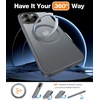 TORRAS 360°Rotatable Magnetic Ring for iPhone 15 Pro Max Case, Compatible with MagSafe with Stand & Ring Holder, Military Grade Shockproof Translucent Back Phone Case Ostand R, Light Grey Titanium