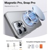 TORRAS 360Rotatable Magnetic for 16 Pro Case 6.3 inch, Compatible with MagSafe 16 Pro Phone Case, 16FT Military Grade Shockproof, Flush Stand Ring Holder, Translucent Slim Protective Ostand, Grey