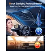 TORRAS Car Windshield Sun Shade Umbrella with Organizer Foldable Shades for Front Window Cover with Mirror Zipper Block UV Rays & Heat Fit Most Vehicles,Keep Cool M(56 * 33inch)(Small 54*31inch)