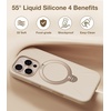 TORRAS Liquid Silicone for iPhone 16 Pro Case with 360 Spin Magnetic Ring Stand with Camera Control, Fit for MagSafe, OStand Q3 Silicone Non-Slip Protective Case for iPhone 16 Pro, Obsidian Black(Dune Beige)