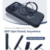 TORRAS Liquid Silicone for iPhone 16 Pro Case with 360 Spin Magnetic Ring Stand with Camera Control, Fit for MagSafe, OStand Q3 Silicone Non-Slip Protective Case for iPhone 16 Pro, Obsidian Black(Deep Blue)