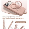 TORRAS Liquid Silicone for iPhone 16 Pro Case with 360 Spin Magnetic Ring Stand with Camera Control, Fit for MagSafe, OStand Q3 Silicone Non-Slip Protective Case for iPhone 16 Pro, Obsidian Black(Bliss Pink)