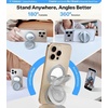 TORRAS Magnetic Phone Grip Ring Stand Holder, Comfortable Silicone Ring, Compatible with MagSafe Accessories 4-in-1 Kickstand for iPhone 17 Pro Max 16 15 14 13 Android, Black(Silver)