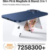 TORRAS Magnetic Slim Fit Case for iPhone 16 Pro with Stand, Compatible with MagSafe, Built-in Stash Stand, Ultra Thin, Anti-Scratch Matte Hard Phone Case 6.3 inch, Desert Titanium Gold(Navy Blue)