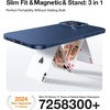 TORRAS Magnetic Slim Fit for iPhone 16 Pro Max Case with Stand, Ultra-Thin 16 Pro Max Phone Case Compatible with MagSafe, Built-in Stash Stand, Light Anti-Scratch Matte Hard PC 6.9 inch, Black(4-Navy blue)