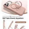 TORRAS Magnetic for iPhone 16 Pro Max Case Silicone with Stand, Fit for MagSafe, 360 Ring Stand with Camera Control, Ostand Q3 Silicone Rubber Soft Case for iPhone 16 Pro Max 6.9”, Dune Beige(Bliss Pink)