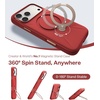 TORRAS Magnetic for iPhone 16 Pro Max Case Silicone with Stand, Fit for MagSafe, 360 Ring Stand with Camera Control, Ostand Q3 Silicone Rubber Soft Case for iPhone 16 Pro Max 6.9”, Dune Beige(Red)