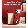 TORRAS Magnetic for iPhone 16 Pro Max Case Silicone with Stand, Fit for MagSafe, 360 Ring Stand with Camera Control, Ostand Q3 Silicone Rubber Soft Case for iPhone 16 Pro Max 6.9”, Dune Beige(Red)