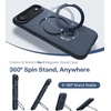 TORRAS Magnetic for iPhone 16 Pro Max Case Silicone with Stand, Fit for MagSafe, 360 Ring Stand with Camera Control, Ostand Q3 Silicone Rubber Soft Case for iPhone 16 Pro Max 6.9”, Dune Beige(17 Air-Blue)