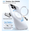 TORRAS O3 Fitness for iPhone 15 Pro Case Magnetic Stand, Fit for MagSafe, 360 Rotatable Stable Stand, Military-Grade Shockproof, Slim & Sleek Anti-Scratch Cover, Glacier White Translucent
