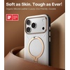 TORRAS Organic Leather for iPhone 17 Pro Case with Stand, Fit for Magsafe, 360 Spin Kickstand with Camera Control, Premium Leather Durable Stylish Q3 VegSkin for iPhone 17 Pro Phone Case, Burnt Orange(Grayish white)