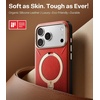 TORRAS Organic Leather for iPhone 17 Pro Case with Stand, Fit for Magsafe, 360 Spin Kickstand with Camera Control, Premium Leather Durable Stylish Q3 VegSkin for iPhone 17 Pro Phone Case, Burnt Orange(Crimson Red)