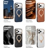 TORRAS Organic Leather for iPhone 17 Pro Case with Stand, Fit for Magsafe, 360 Spin Kickstand with Camera Control, Premium Leather Durable Stylish Q3 VegSkin for iPhone 17 Pro Phone Case, Burnt Orange(Grayish white)