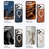TORRAS Q3 VegSkin for iPhone 17 Pro Max Case Leather, 360 Spin Magnetic Stand, Fit for MagSafe, Camera Control, Shockproof Premium Organic Silicone Leather Case for iPhone 17 Pro Max, Burnt Orange(Grayish white)