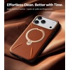 TORRAS Q3 VegSkin for iPhone 17 Pro Max Case Leather, 360 Spin Magnetic Stand, Fit for MagSafe, Camera Control, Shockproof Premium Organic Silicone Leather Case for iPhone 17 Pro Max, Burnt Orange(Saddle Brown)