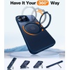 TORRAS Upgrade 360°Rotatable Ring for iPhone 15 Pro Case, Fit for MagSafe 15 Pro Case with Stand Translucent Slim Protective Ring Holder Mil-Grade Shockproof Cover for 15 Pro 2024, Navy Blue