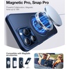TORRAS Upgraded 360 Rotatable Magnetic Ring for iPhone 16 Pro Max Case, Fit for MagSafe with Stand Ring Holder, 16FT Mil-Grade Shockproof Translucent for iPhone 16 Pro Max Phone Case Ostand, Black(Blue)