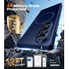 TORRAS Upgraded Magnetic Shockproof for Samsung Galaxy Z Fold 7 Case with Screen Protector, Fit for MagSafe, 4X Military Grade Hinge Protection, Translucent Slim Case for Samsung Z Fold 7, Black(Blue)