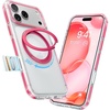 TORRAS 360 Magnetic Stand for iPhone 17 Pro Max Case, [Fit for MagSafe] [Military-Grade Protection] Slim Case for iPhone 17 Pro Max 6.9″ 2025, Clear-Pink, Ostand O3 Fitness Series