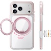 TORRAS 360 Magnetic Stand for iPhone 17 Pro Max Case Ultra Clear Orange | Fit for MagSafe, 4X Mil-Grade Protection, Slim Non-Slip Case with Camera Control Button, Cosmic Orange 6.9″, O3 Light Series(Rosy Pink)
