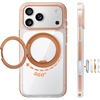 TORRAS 360 Magnetic Stand for iPhone 17 Pro Max Case Ultra Clear Orange | Fit for MagSafe, 4X Mil-Grade Protection, Slim Non-Slip Case with Camera Control Button, Cosmic Orange 6.9″, O3 Light Series(Cosmic Orange)