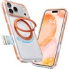 TORRAS 360 Magnetic Stand for iiPhone 17e Case & iPhone 16e, [Fit for MagSafe] [Military-Grade Protection] Translucent Slim Case for iPhone 17e, Obsidian Black, Ostand O3 Fitness Series(H-Clear Orange)