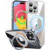 TORRAS 360°Rotatable Ring for iPhone 15 Pro Case 6.1″, Compatible with MagSafe 15 Pro Case with Stand Translucent Slim Protective Mil-Grade Shockproof Cover 2023, Clear