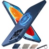 TORRAS Magnetic Slim Fit for iPhone 16 Pro Max Case with Stand, Ultra-Thin 16 Pro Max Phone Case Compatible with MagSafe, Built-in Stash Stand, Light Anti-Scratch Matte Hard PC 6.9 inch, Black(4-Navy blue)