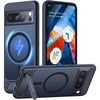 TORRAS Magnetic & Stand for Google Pixel 8 Pro Case, Fit for MagSafe, 12FT Mil-Grade Drop Protection, Slim Fit for Google Pixel 8 Pro Phone Case with Built-in Flush Kickstand, Translucent Matte Black(Black)