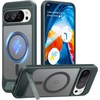 TORRAS Magnetic & Stand for Google Pixel 9 Pro XL Case Clear, Fit for MagSafe, 12FT Mil-Grade Drop Protection, Slim Fit for Google Pixel 9 Pro XL Phone Case with Built-in Kickstand, Diamond Clear(Green)
