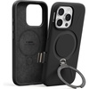 TORRAS Magnetic for iPhone 16 Pro Max Case Silicone with Stand, Fit for MagSafe, 360 Ring Stand with Camera Control, Ostand Q3 Silicone Rubber Soft Case for iPhone 16 Pro Max 6.9”, Dune Beige(Black)
