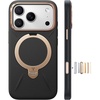 TORRAS Organic Leather for iPhone 17 Pro Case with Stand, Fit for Magsafe, 360 Spin Kickstand with Camera Control, Premium Leather Durable Stylish Q3 VegSkin for iPhone 17 Pro Phone Case, Burnt Orange(Midnight Black)