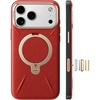 TORRAS Organic Leather for iPhone 17 Pro Case with Stand, Fit for Magsafe, 360 Spin Kickstand with Camera Control, Premium Leather Durable Stylish Q3 VegSkin for iPhone 17 Pro Phone Case, Burnt Orange(Crimson Red)